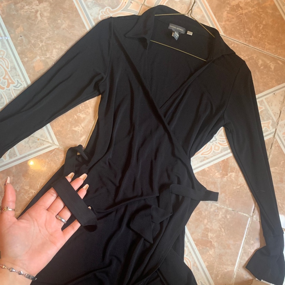 Banana republic black tie dress